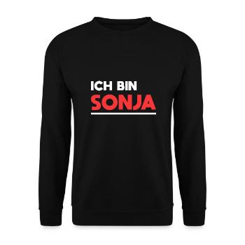 Sonja Name Spruch für stolze Sonjas - Unisex Pullover - Schwarz - Vorne - Alina (178cm) & Michal (187cm)