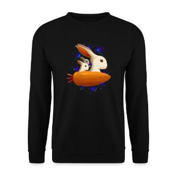 KANINCHEN IM WELTRAUM - Unisex Pullover - Schwarz - Vorne - Alina (178cm) & Michal (187cm)