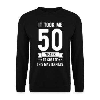 50th Birthday HAPPY BIRTHDAY Gift - Unisex Sweatshirt - black - Front - Alina (178cm) & Michal (187cm)