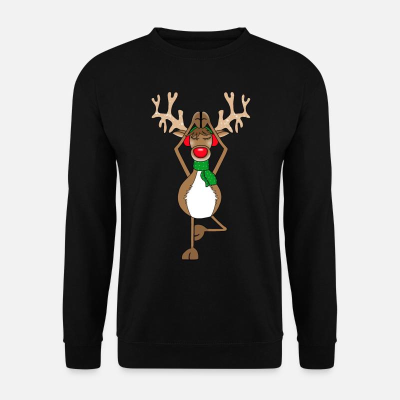 Rentier Rudolph Yoga Weihnachten - Unisex Pullover - Schwarz