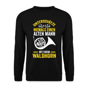 Waldhorn Hornist Opa Orchester Großvater Jazz Musi - Unisex Pullover - Schwarz - Vorne - Alina (178cm) & Michal (187cm)