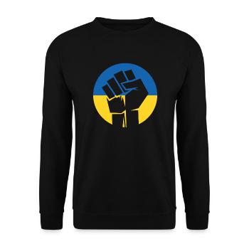 Le drapeau ukrainien levé le poing - Sweat-shirt Unisexe - noir - Devant - Alina (178cm) & Michal (187cm)