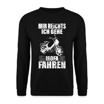 Mir Reichts ich Gehe Mofaroller Fahren Mofa Maxi - Unisex Pullover - Schwarz - Vorne - Alina (178cm) & Michal (187cm)