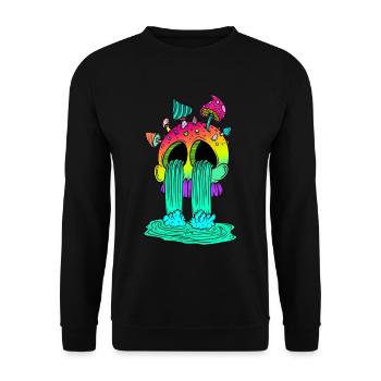 Skull & Mushrooms - Unisex Sweatshirt - black - Front - Alina (178cm) & Michal (187cm)
