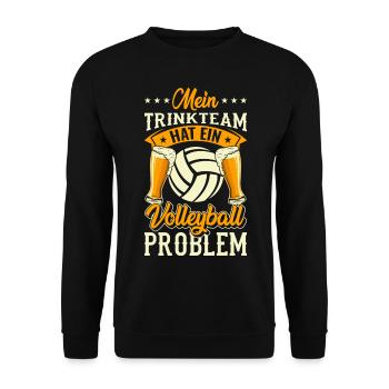 Beachvolleyball mein Trinkteam hat ein Volleyball - Unisex Pullover - Schwarz - Vorne - Alina (178cm) & Michal (187cm)