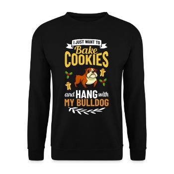 Chien Bulldog anglais Chiots Noël - Sweat-shirt Unisexe - noir - Devant - Alina (178cm) & Michal (187cm)