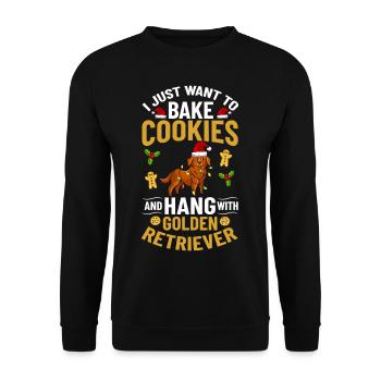 Golden Retriever Hund Welpen Besitzer Weihnachten - Unisex Pullover - Schwarz - Vorne - Alina (178cm) & Michal (187cm)