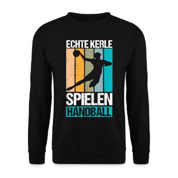 Echte Kerle spielen Handball - Unisex Pullover - Schwarz - Vorne - Alina (178cm) & Michal (187cm)