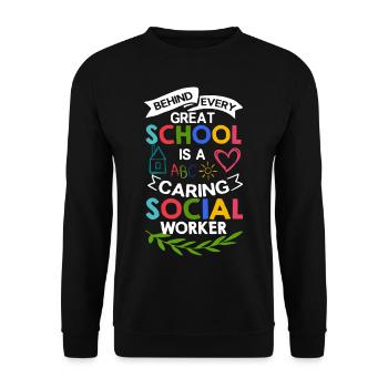 Milieu scolaire Travail social École Bureau du travail social Social - Sweat-shirt Unisexe - noir - Devant - Alina (178cm) & Michal (187cm)