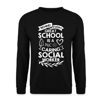 Schulsozialarbeit Schule Sozialarbeit Büro Sozial - Unisex Pullover - Schwarz - Vorne - Alina (178cm) & Michal (187cm)