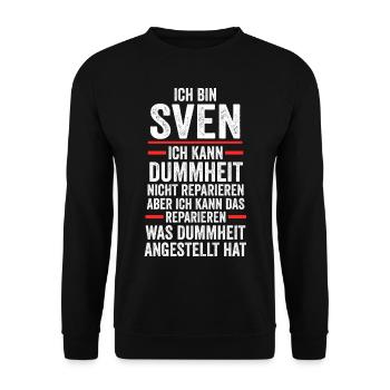 Sven - Unisex Pullover - Schwarz - Vorne - Alina (178cm) & Michal (187cm)