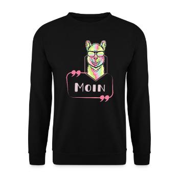 Alpaka Moin bunt neon cool psychedelic text - Unisex Pullover - Schwarz - Vorne - Alina (178cm) & Michal (187cm)