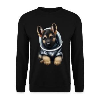 German Shepherd Astronaut - Unisex Sweatshirt - black - Front - Alina (178cm) & Michal (187cm)