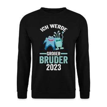 Ich werde großer Bruder 2023 - Unisex Pullover - Schwarz - Vorne - Alina (178cm) & Michal (187cm)