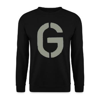 G - Schablonen- Buchstabe/ Stencil - KHAKI - Unisex Sweatshirt - black - Front - Alina (178cm) & Michal (187cm)