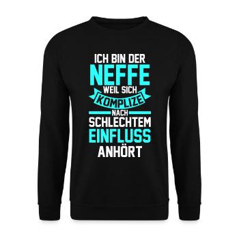 Neffe - Unisex Pullover - Schwarz - Vorne - Alina (178cm) & Michal (187cm)