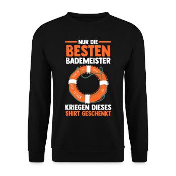 Rettungsschwimmer Bademeister - Unisex Pullover - Schwarz - Vorne - Alina (178cm) & Michal (187cm)