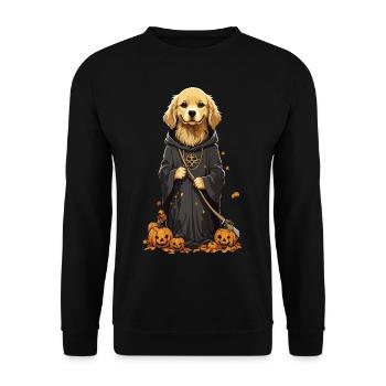 Cute Halloween Dog Design Dog Druid Outfit - Unisex Sweatshirt - black - Front - Alina (178cm) & Michal (187cm)