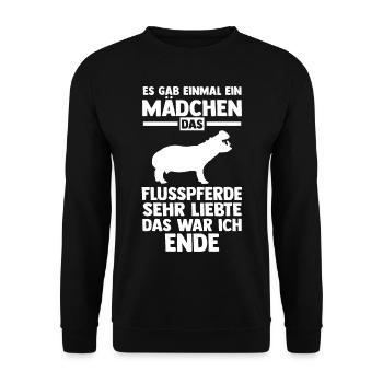 Nilpferd Flusspferd - Unisex Pullover - Schwarz - Vorne - Alina (178cm) & Michal (187cm)