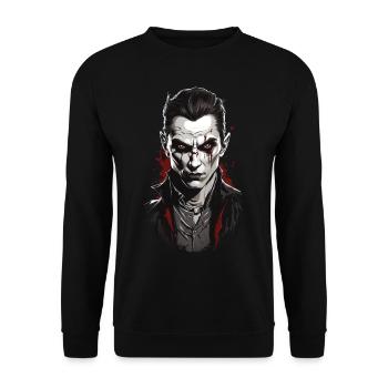 Vampir Nacht Blutige Halloween Horror Illustration - Unisex Pullover - Schwarz - Vorne - Alina (178cm) & Michal (187cm)