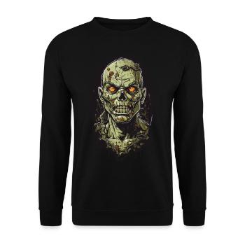 Sinister Zombie Ghoul Halloween Horror Design - Unisex Sweatshirt - black - Front - Alina (178cm) & Michal (187cm)
