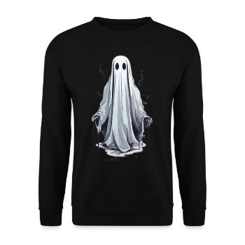 Halloween Geist Gruseliges Oktober Gespenst - Unisex Pullover - Schwarz - Vorne - Alina (178cm) & Michal (187cm)