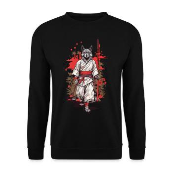 Hunde Yokai Kunst Japan Ästhetik Design - Unisex Pullover - Schwarz - Vorne - Alina (178cm) & Michal (187cm)