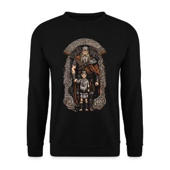 Father with Son Norse Viking Warrior - Unisex Sweatshirt - black - Front - Alina (178cm) & Michal (187cm)