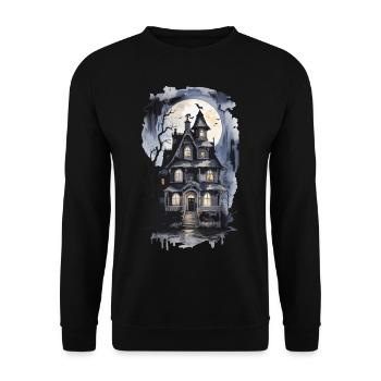 Mystic Witch House Halloween Vintage Full Moon - Unisex Sweatshirt - black - Front - Alina (178cm) & Michal (187cm)