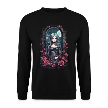 Kawaii Goth Anime E-Girl Design victorien - Sweat-shirt Unisexe - noir - Devant - Alina (178cm) & Michal (187cm)