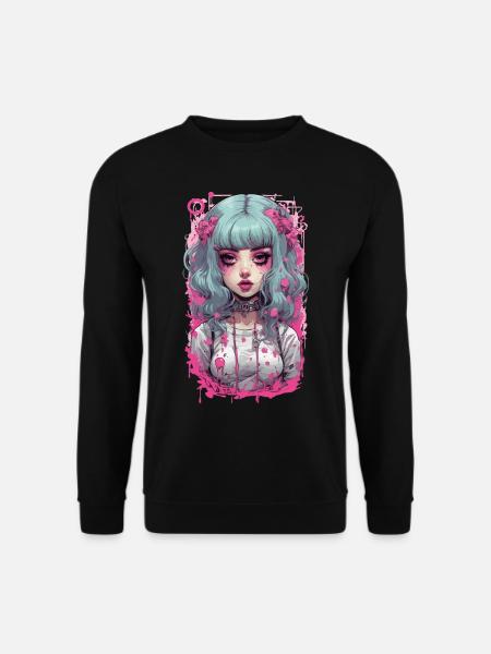 Kawaii Psycho Goth Girl Pastel Aesthetic Design - Unisex Sweatshirt - black