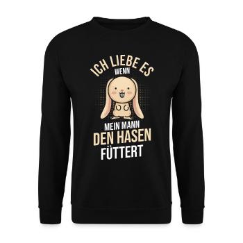 Kaninchen Hase - Unisex Pullover - Schwarz - Vorne - Alina (178cm) & Michal (187cm)