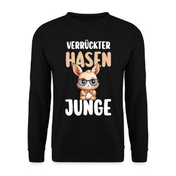 Kaninchen Hase - Unisex Pullover - Schwarz - Vorne - Alina (178cm) & Michal (187cm)
