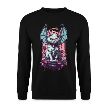 Goth Pastel chat démon Roses amoureux des chats - Sweat-shirt Unisexe - noir - Devant - Alina (178cm) & Michal (187cm)