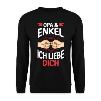 Großvater Opa und Enkel - Unisex Pullover - Schwarz - Vorne - Alina (178cm) & Michal (187cm)