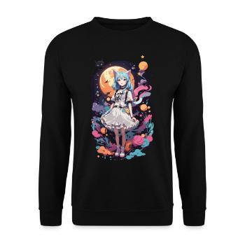 Kemonomimi Cats Girl Kawaii Anime Goth eGirl - Unisex Sweatshirt - black - Front - Alina (178cm) & Michal (187cm)