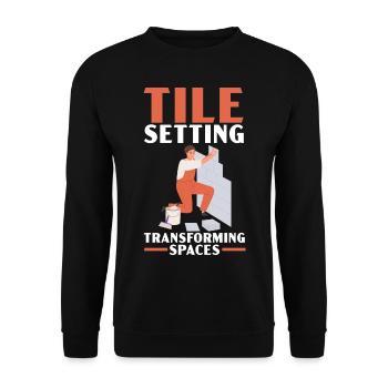Tiler Tiler Profession Floor Layer Tile - Unisex Sweatshirt - black - Front - Alina (178cm) & Michal (187cm)