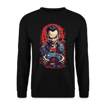Vampir Gamer Halloween Ghul Gaming Style - Unisex Pullover - Schwarz - Vorne - Alina (178cm) & Michal (187cm)