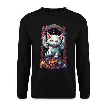 Okkulte Dämonen Katze Gothic Style - Unisex Pullover - Schwarz - Vorne - Alina (178cm) & Michal (187cm)