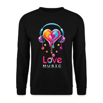Love - Music casque audio - Sweat-shirt Unisexe - noir - Devant - Alina (178cm) & Michal (187cm)