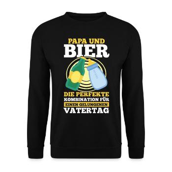 Papa Bier Vater Vatertag - Unisex Pullover - Schwarz - Vorne - Alina (178cm) & Michal (187cm)