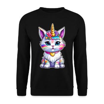 Chat licorne mignon - Sweat-shirt Unisexe - noir - Devant - Alina (178cm) & Michal (187cm)