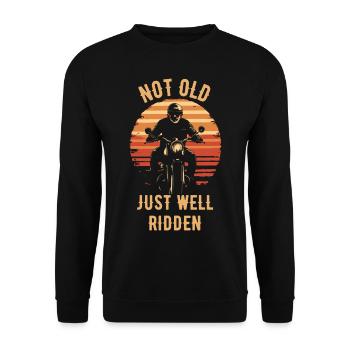 Motorrad Vintage Pensionär Rentner - Unisex Pullover - Schwarz - Vorne - Alina (178cm) & Michal (187cm)