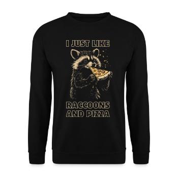 Raton laveur mangeant de la pizza - Sweat-shirt Unisexe - noir - Devant - Alina (178cm) & Michal (187cm)
