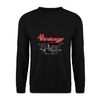 Muscle car at gas station - Unisex Sweatshirt - black - Front - Alina (178cm) & Michal (187cm)