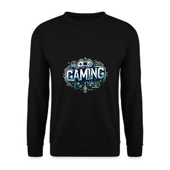 Gamer Gamer gaming Console Level Nerd - Unisex Sweatshirt - black - Front - Alina (178cm) & Michal (187cm)