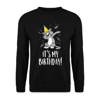 It's my birthday - Birthday and party cat - Unisex Sweatshirt - black - Front - Alina (178cm) & Michal (187cm)