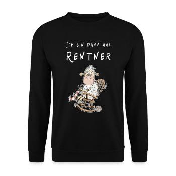Ich Bin Dann Mal Rentner Schaf Funmotiv - Unisex Pullover - Schwarz - Vorne - Alina (178cm) & Michal (187cm)