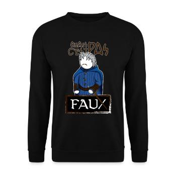 Perceval : Ouais C'est Pas Faux - Sweat-shirt Unisexe - noir - Devant - Alina (178cm) & Michal (187cm)