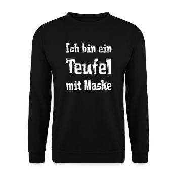 Ich bin ein Teufel mit Maske - Unisex Pullover - Schwarz - Vorne - Alina (178cm) & Michal (187cm)